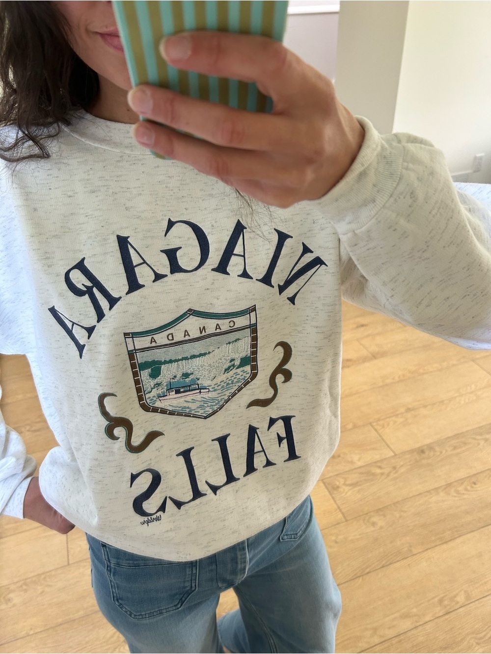 Vintage Light Heather Gray Niagara Falls Crewneck Sweatshirt - Picture 3 of 4